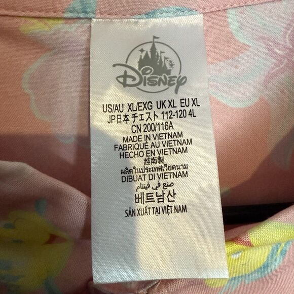Disney The Little Mermaid Shirt Extra Large Button Down Pink Rare Flounder Camp - Picture 5 of 12